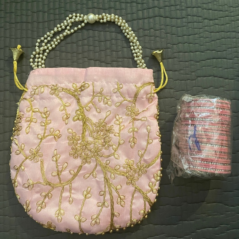 Pink and Gold Indian Wedding Bag